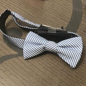 Tommy Hilfiger Blue and White Striped Bow Tie